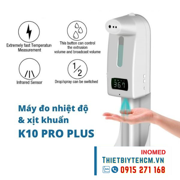 Máy đo nhiệt độ và khử trùng tay K10 Pro Plus (tặng kèm giá đỡ)